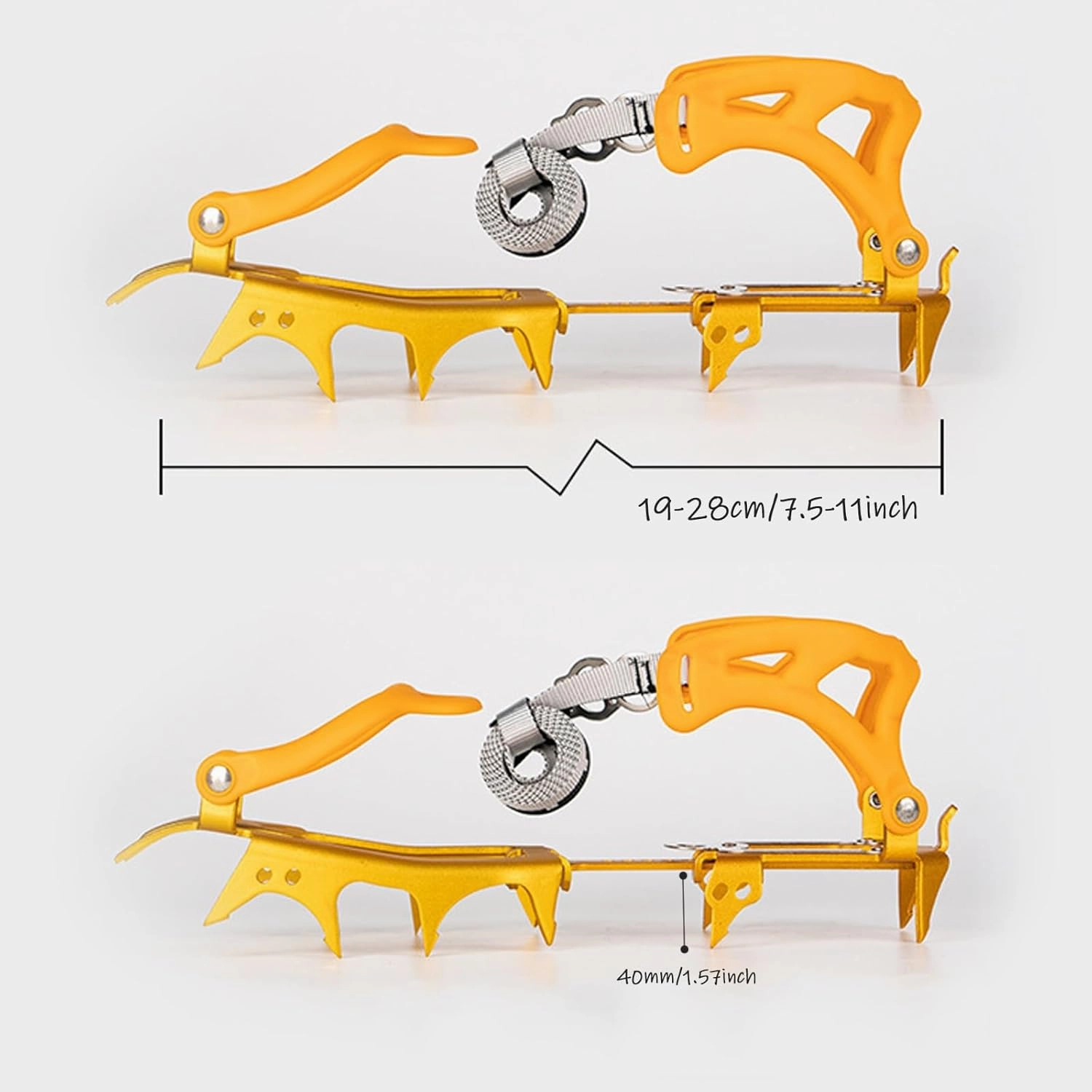 14 Teeth Ice Crampons Snow Skid Spikes Winter Snow Boots Shoe Cover Clips with a Carabiner for Outdoor Snow Hiking and Climbing