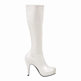 421-GROOVE Knee Boot  | White Patent