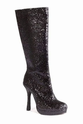 421-ZARA Knee Boot  | Black Glitter