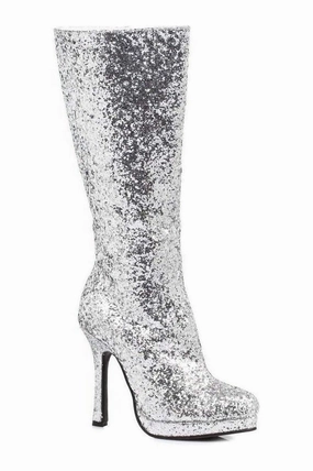 421-ZARA Knee Boot  | Silver Glitter