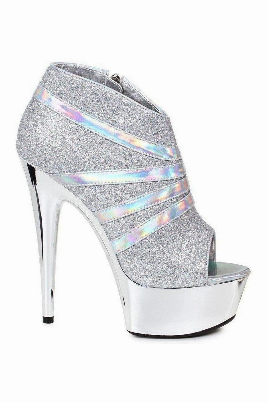 609-KIKI Platform Pump  | Silver Faux Leather