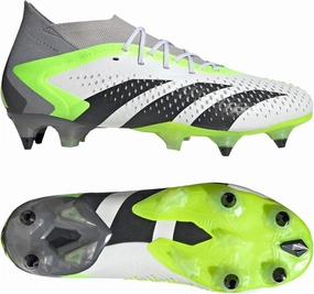 ADIDAS Accuracy.1 Soft Ground Cleats, Cloud White/Core Black/Lucid Lemon, US 8 M