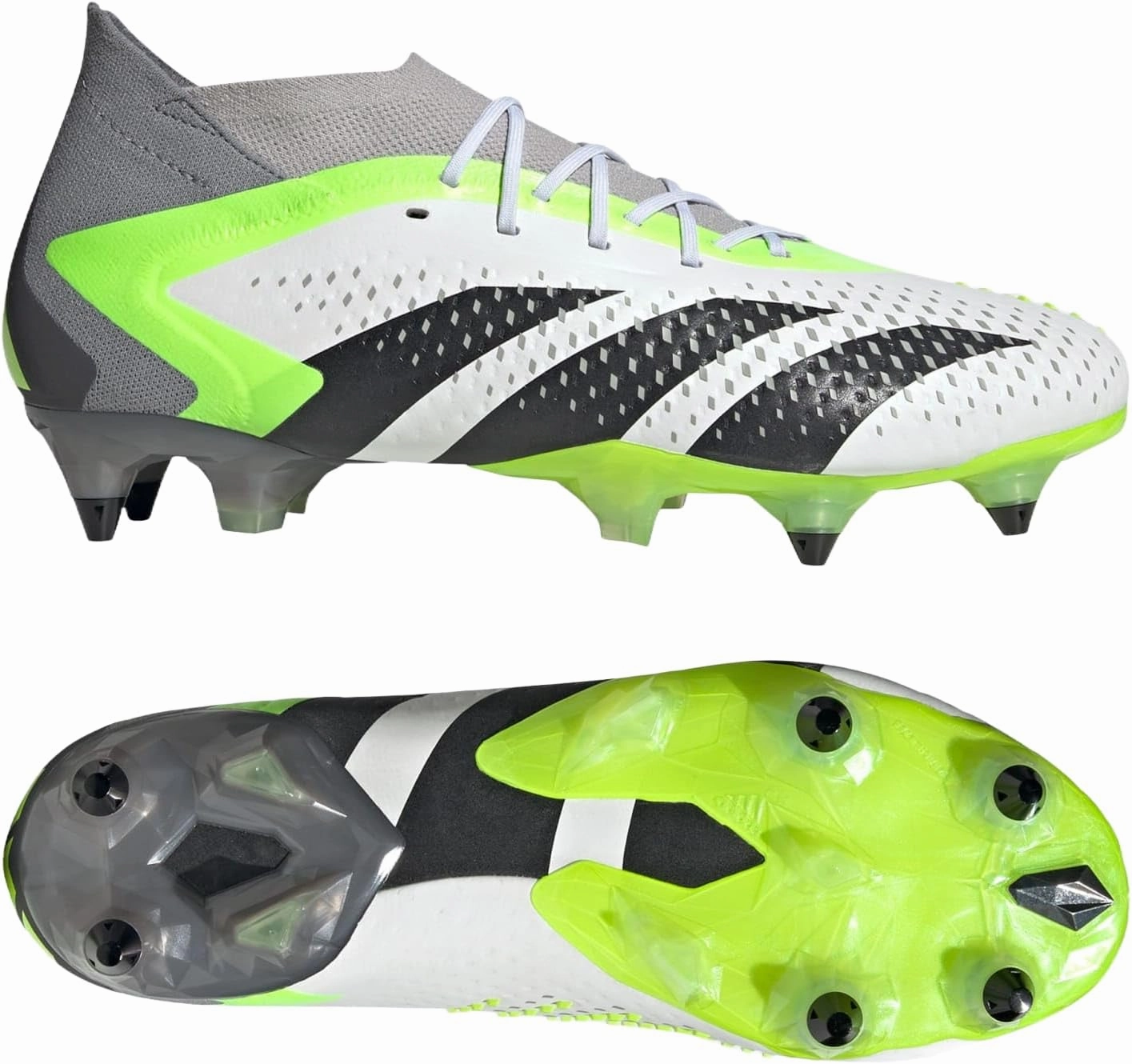 ADIDAS Accuracy.1 Soft Ground Cleats, Cloud White/Core Black/Lucid Lemon, US 8 M