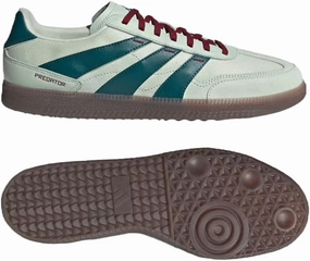 ADIDAS Unisex Mexico Predator Freestyle Indoor Soccer Shoes, Linen Green/Mystery Green/Team Coll Burgundy 2, US 7.5 M/ 8.5 W