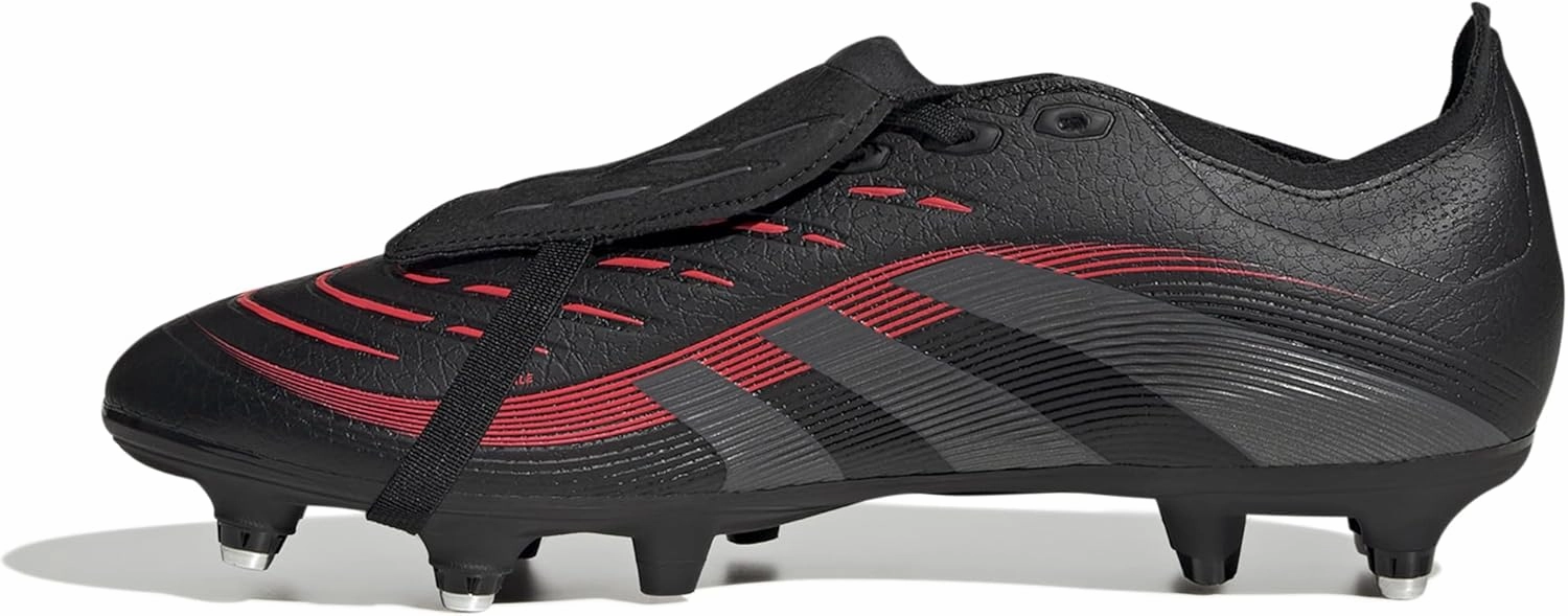 adidas Unisex Predator League Fold-Over Tongue Soft Ground Football Boots Football Boots, Core Black Grey Four Lucid Red, 10