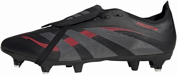 adidas Unisex Predator League Fold-Over Tongue Soft Ground Football Boots Football Boots, Core Black Grey Four Lucid Red, 10