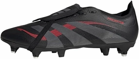 adidas Unisex Predator League Fold-Over Tongue Soft Ground Football Boots Football Boots, Core Black Grey Four Lucid Red, 10