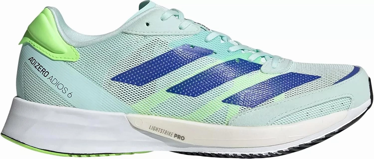 adidas Womens Adizero Adios 6 Running Shoes, Halo Mint/Sonic Ink/Signal Green