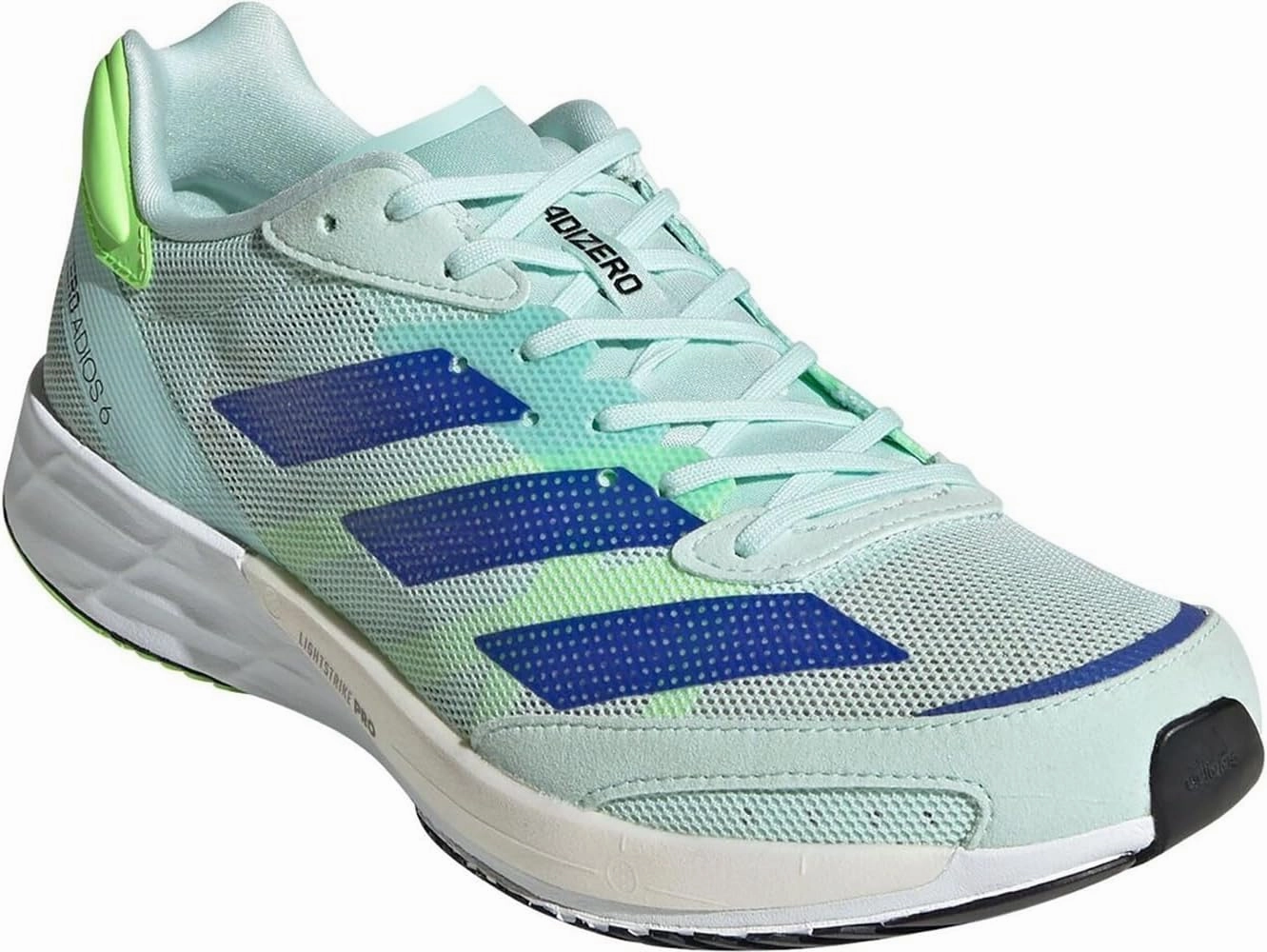 adidas Womens Adizero Adios 6 Running Shoes, Halo Mint/Sonic Ink/Signal Green