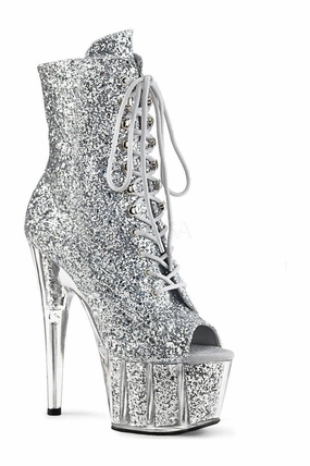 ADORE-1021G Platform Ankle Boot | Silver Glitter