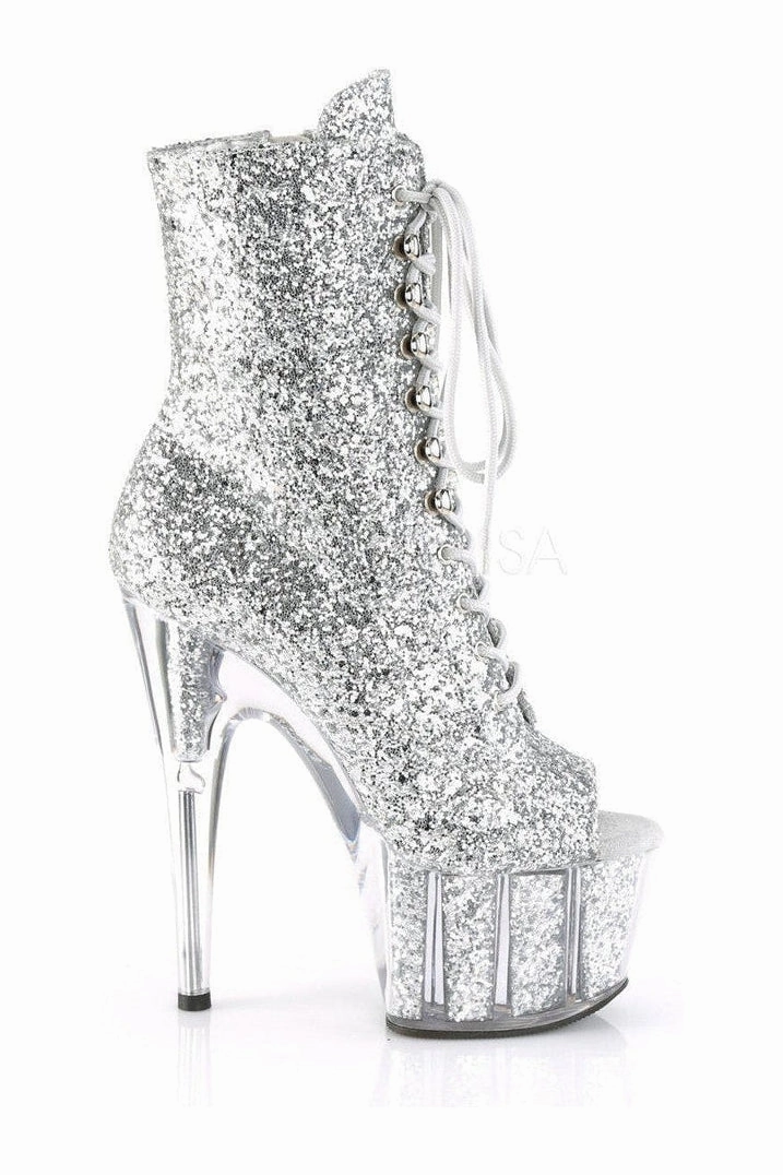 ADORE-1021G Platform Ankle Boot | Silver Glitter