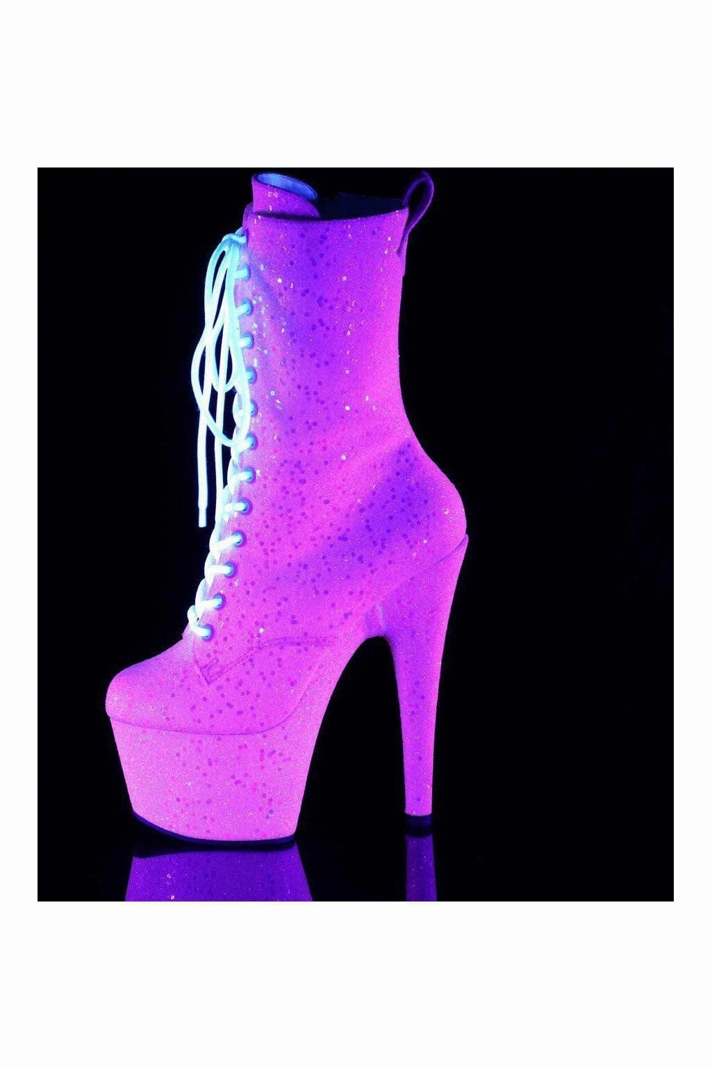 ADORE-1040-IG Blue Glitter Patent Ankle Boot