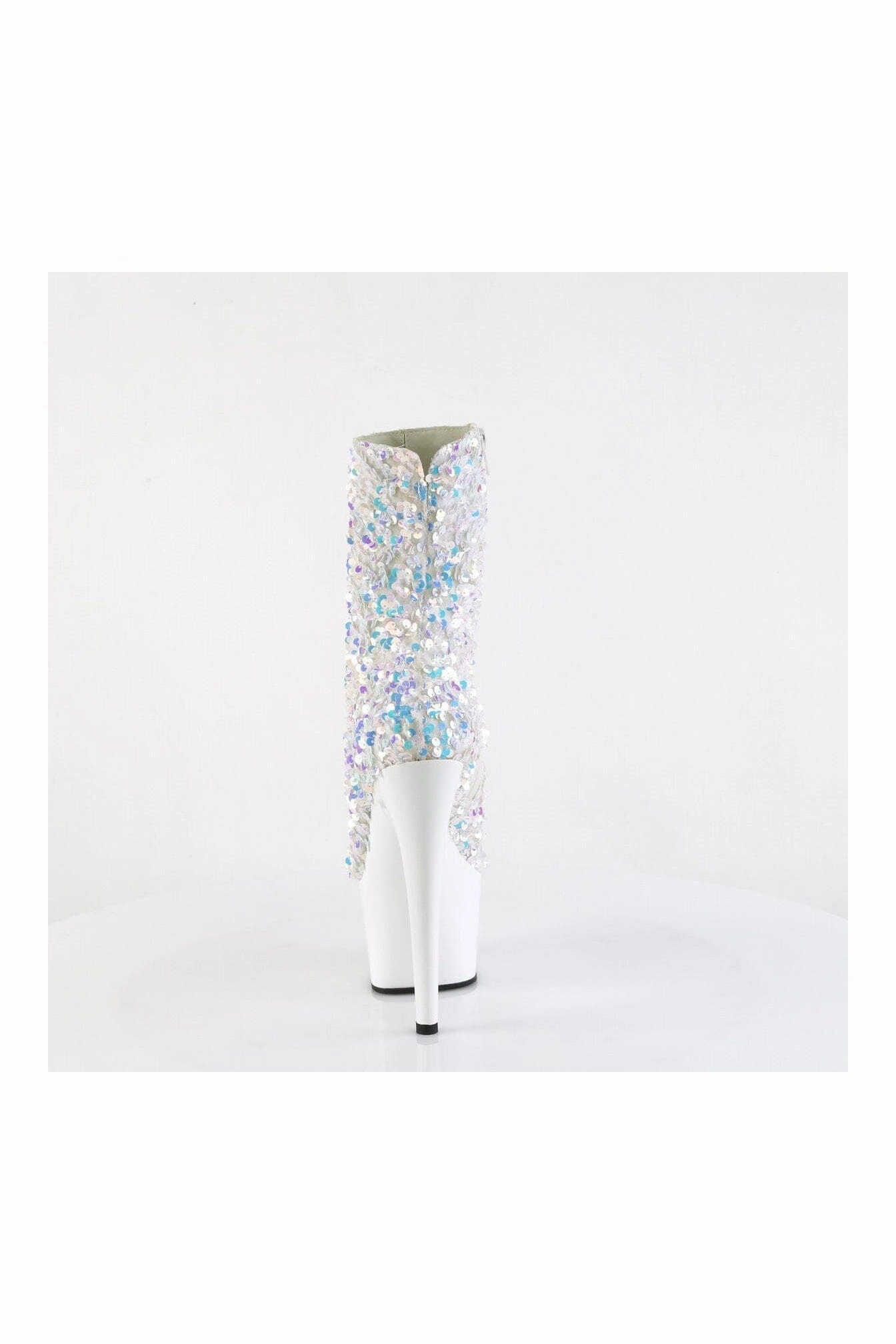 ADORE-1042SQ White Sequins Ankle Boot