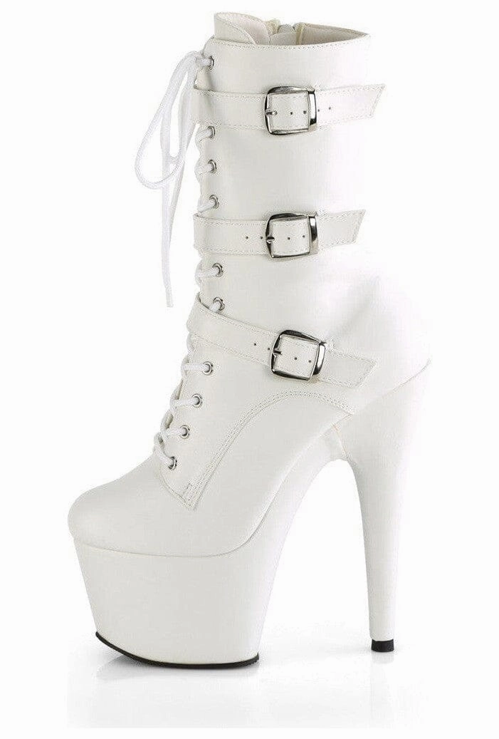 ADORE-1043 White Faux Leather Ankle Boot