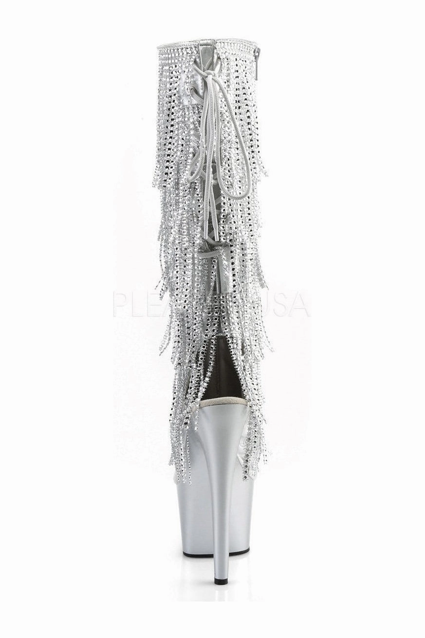 ADORE-2024RSF Platform Boot  | Silver Faux Leather