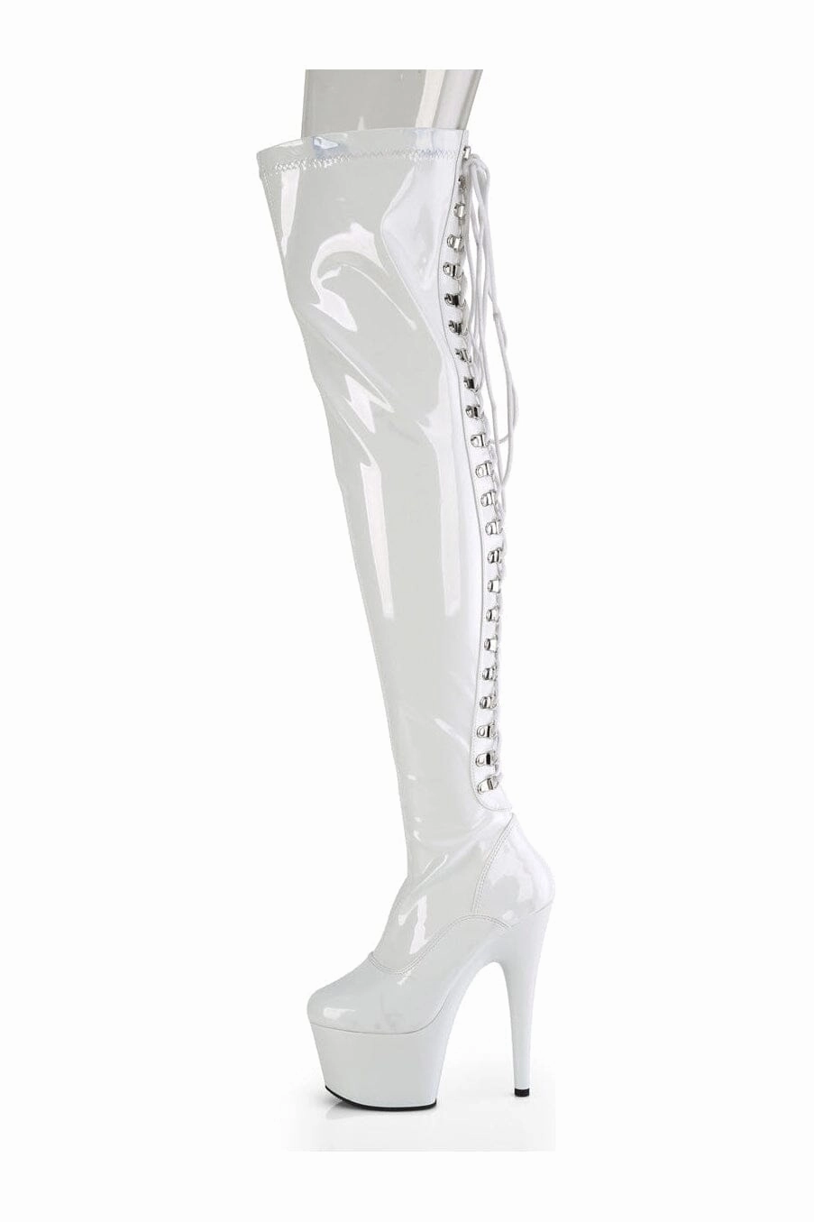 ADORE-3063 White Patent Thigh Boot