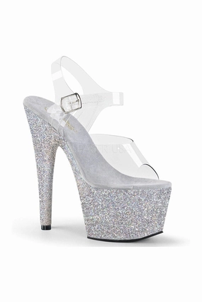 ADORE-708HMG Platform Sandals | Clear Vinyl
