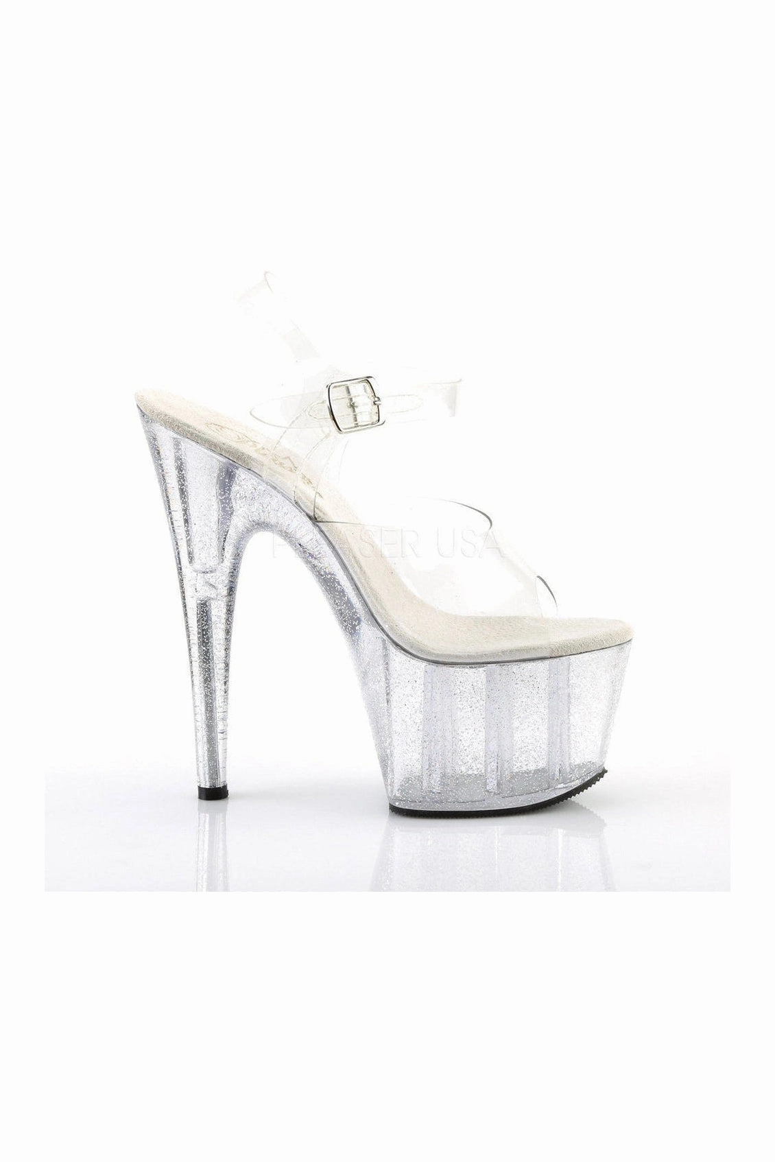 ADORE-708MG Platform Sandal  | Clear Vinyl