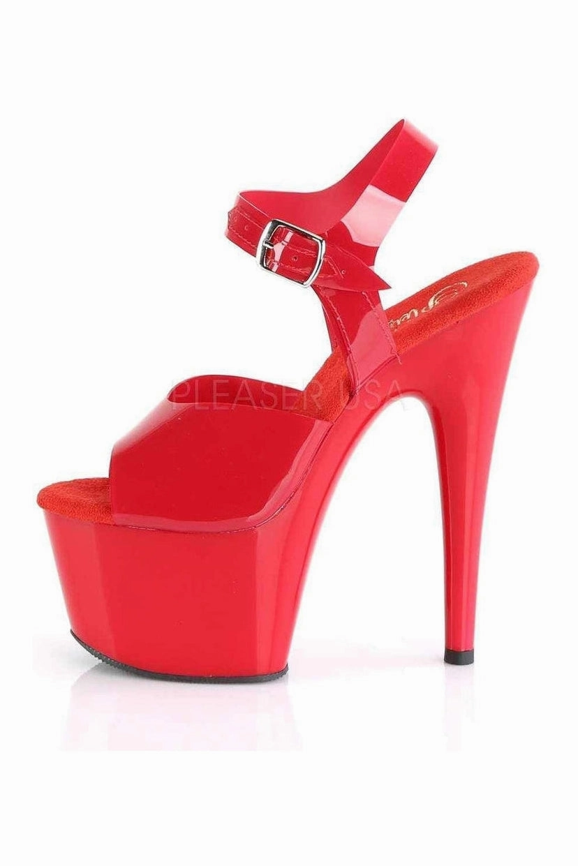 ADORE-708N Platform Sandal | Red Faux Leather