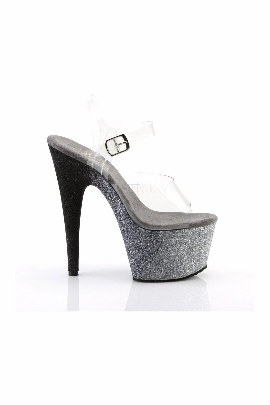 ADORE-708OMBRE Platform Sandal  | Black Vinyl