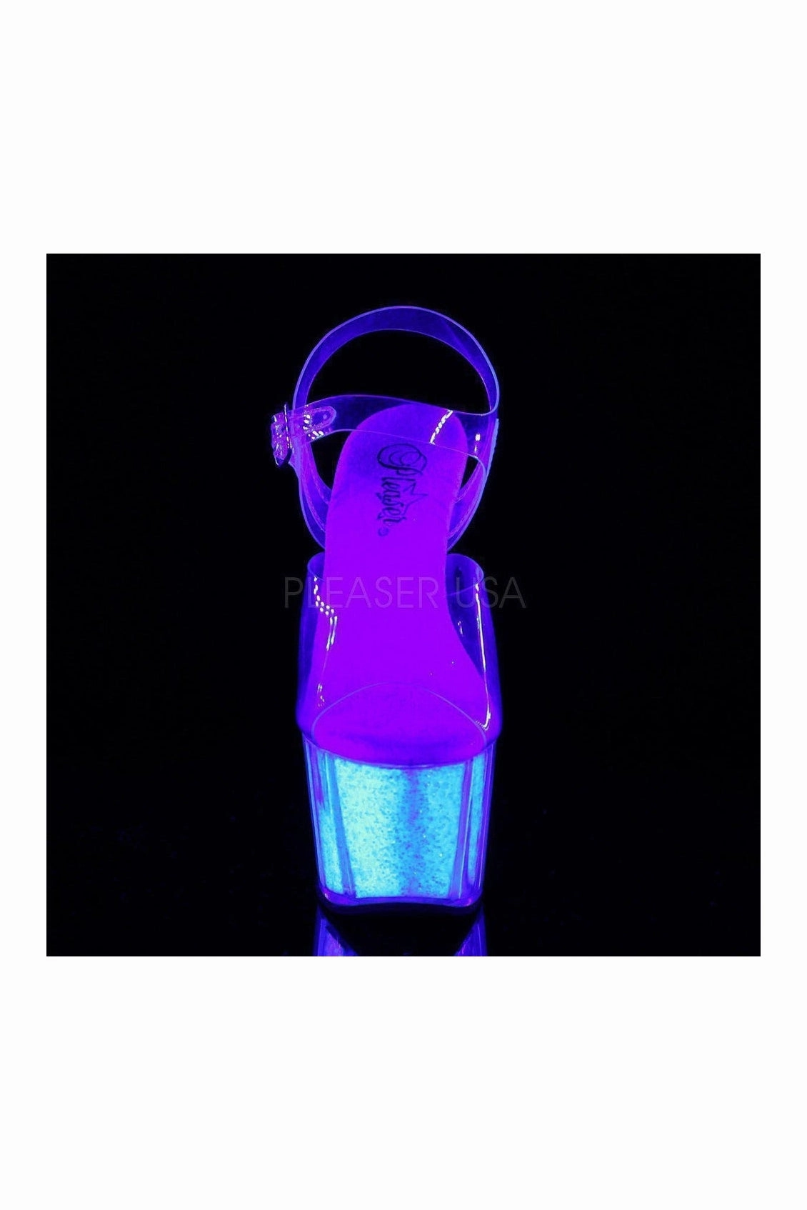 ADORE-708UVG Platform Sandals | Clear Vinyl