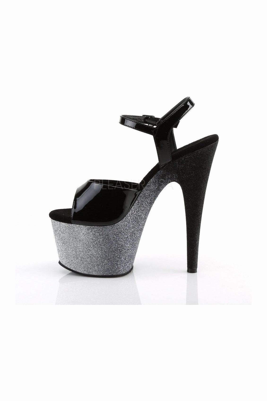 ADORE-709OMBRE Platform Sandal  | Black Patent