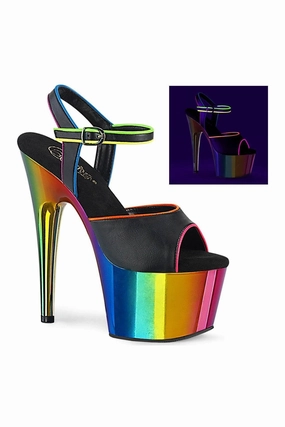 ADORE-709RC-02 Exotic Sandal | Black Faux Leather