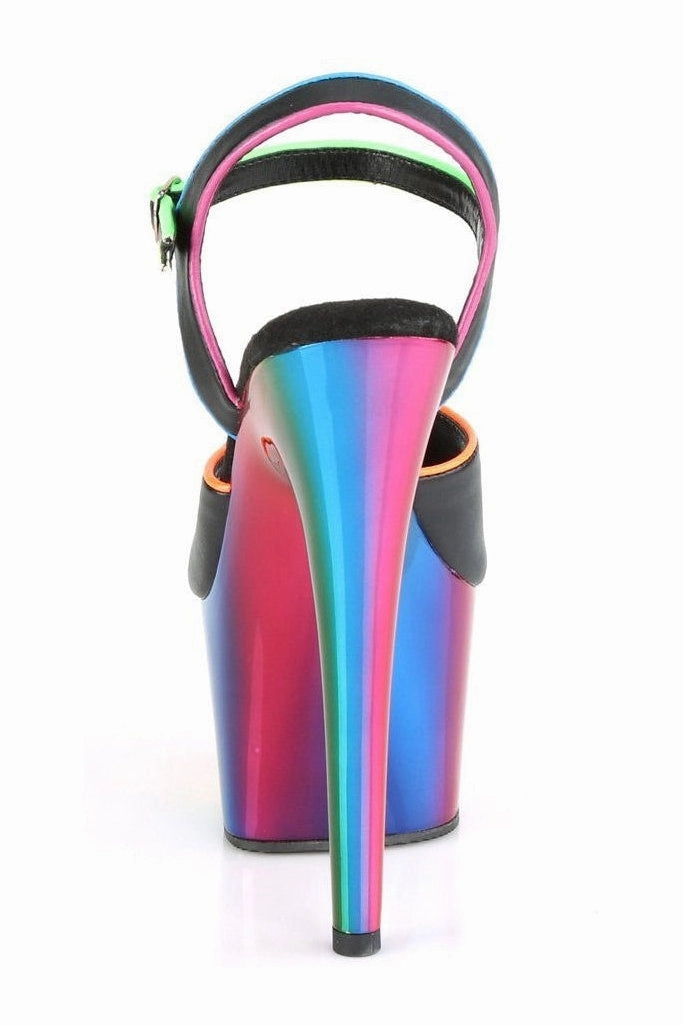 ADORE-709RC-02 Exotic Sandal | Black Faux Leather