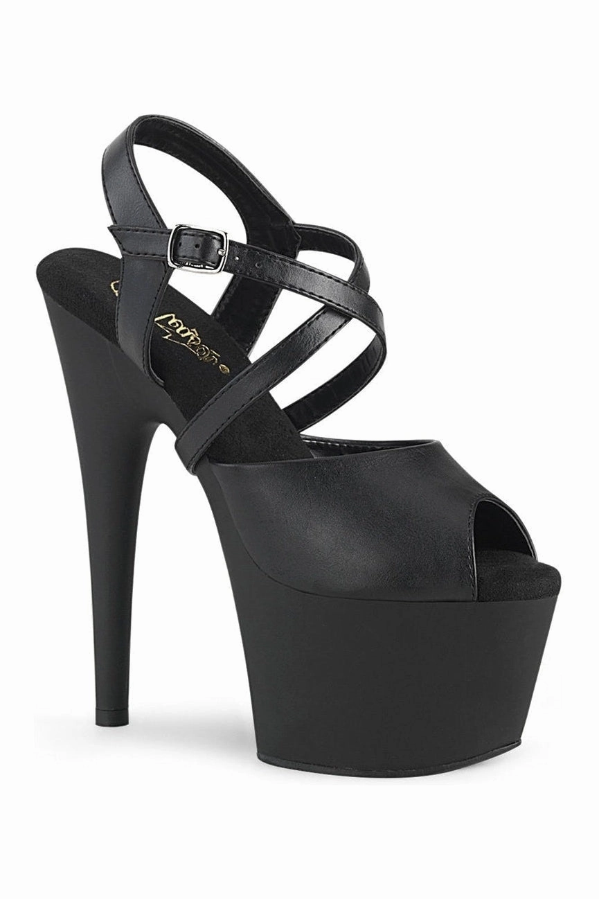ADORE-724 Exotic Sandal | Black Faux Leather