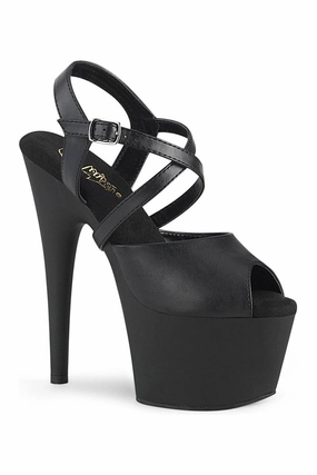 ADORE-724 Exotic Sandal | Black Faux Leather