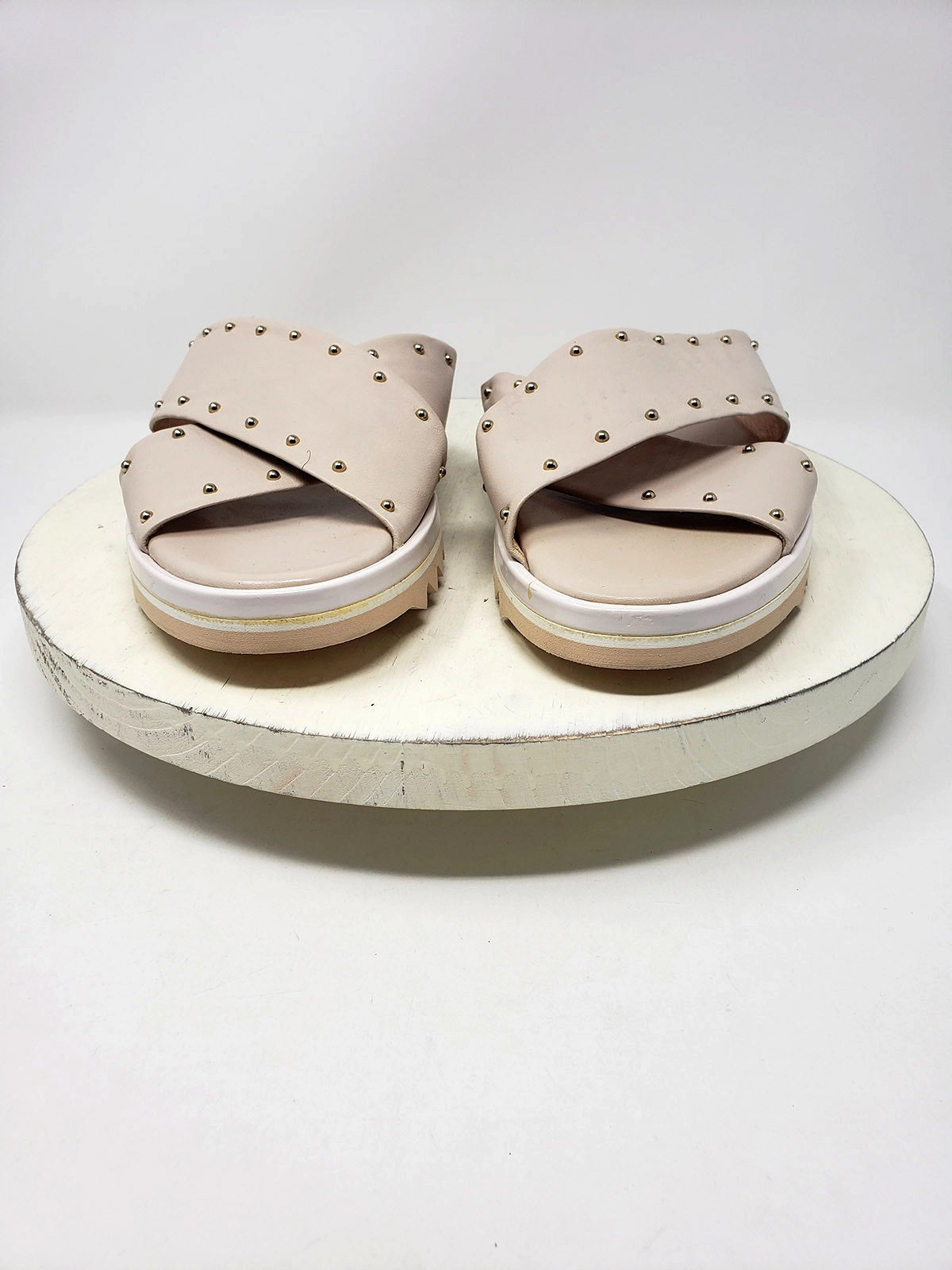 AGL Size 9.5 (39.5) Beige Studded Sandals NWOB