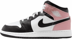 Air Jordan 1 Mid Big Kids' Shoes (DQ8423-100, White/Rust Pink/Black)