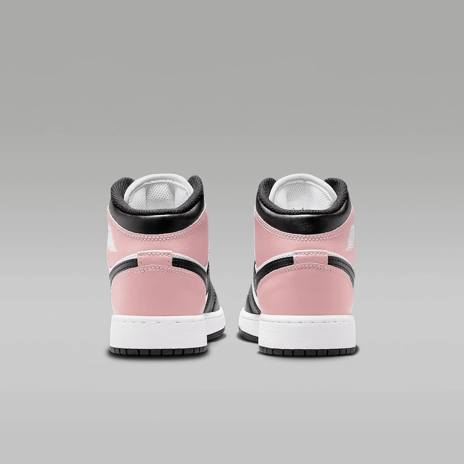 Air Jordan 1 Mid Big Kids' Shoes (DQ8423-100, White/Rust Pink/Black)
