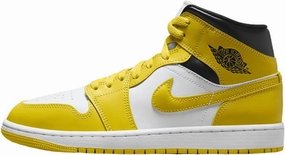 Air Jordan 1 Mid Women's Shoes (BQ6472-170, White/Black/Vivid Sulfur) Size 5.5