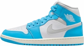 Air Jordan 1 Mid Women's Shoes (BQ6472-400, Dark Powder Blue/White/Sail/Neutral Grey)