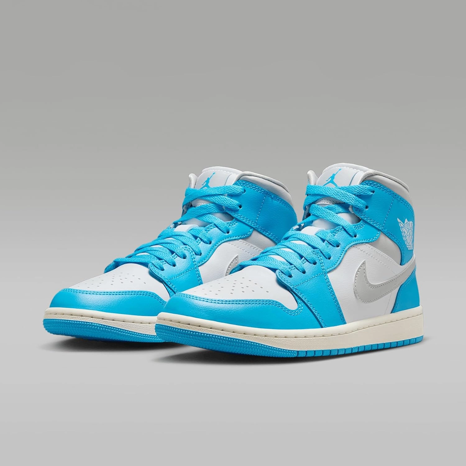 Air Jordan 1 Mid Women's Shoes (BQ6472-400, Dark Powder Blue/White/Sail/Neutral Grey)