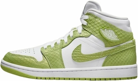 AIR JORDAN Women's Mid Rise Shaft, with Reptile Design and Python Pattern, White Vibrant Green White, 12
