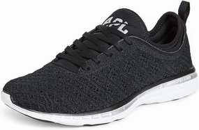 APL Women's Techloom Phantom Sneakers, Black/Metallic Silver, 6.5 Medium US