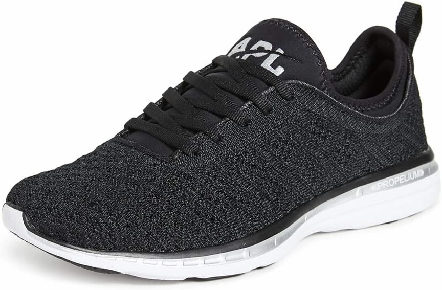 APL Women's Techloom Phantom Sneakers, Black/Metallic Silver, 7 Medium US