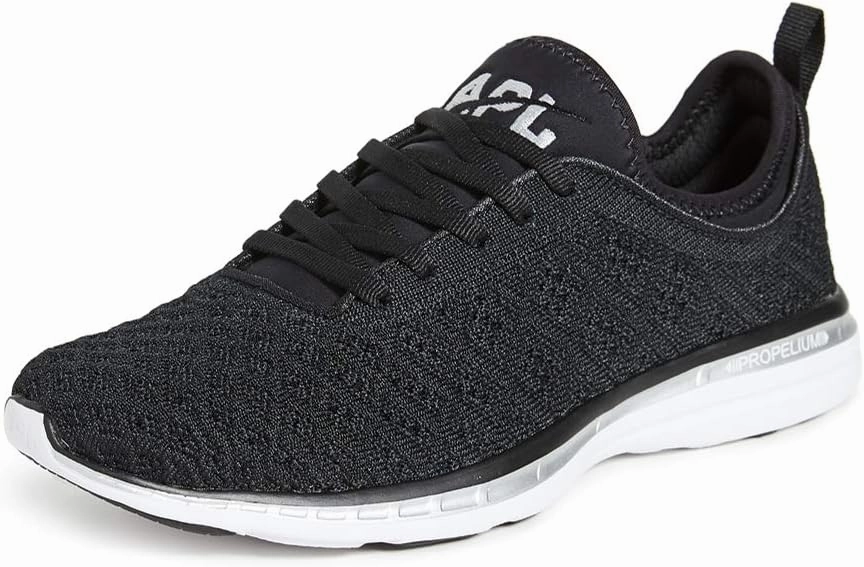 APL Women's Techloom Phantom Sneakers, Black/Metallic Silver, 9 Medium US