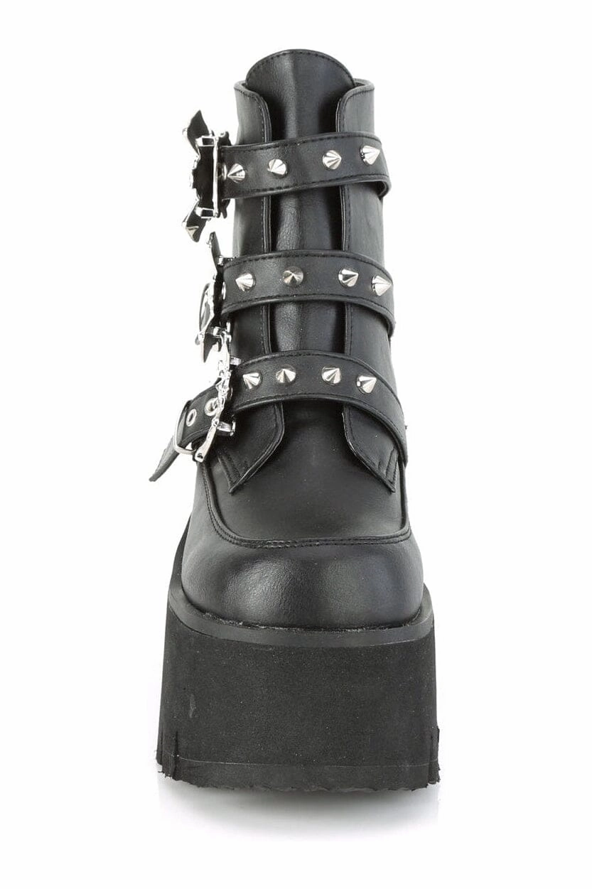 ASHES-55 Black Vegan Leather Ankle Boot