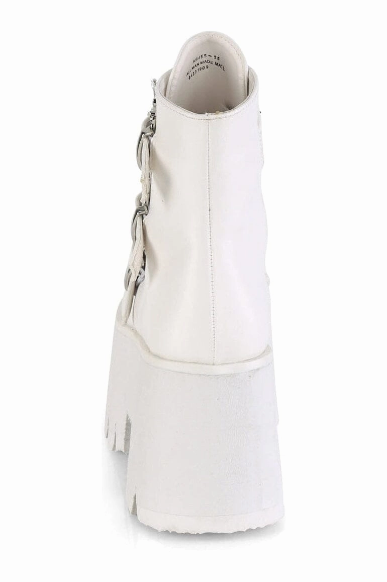 ASHES-55 White Vegan Leather Ankle Boot