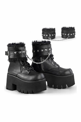 ASHES-57 Ankle Boot | Black Faux Leather