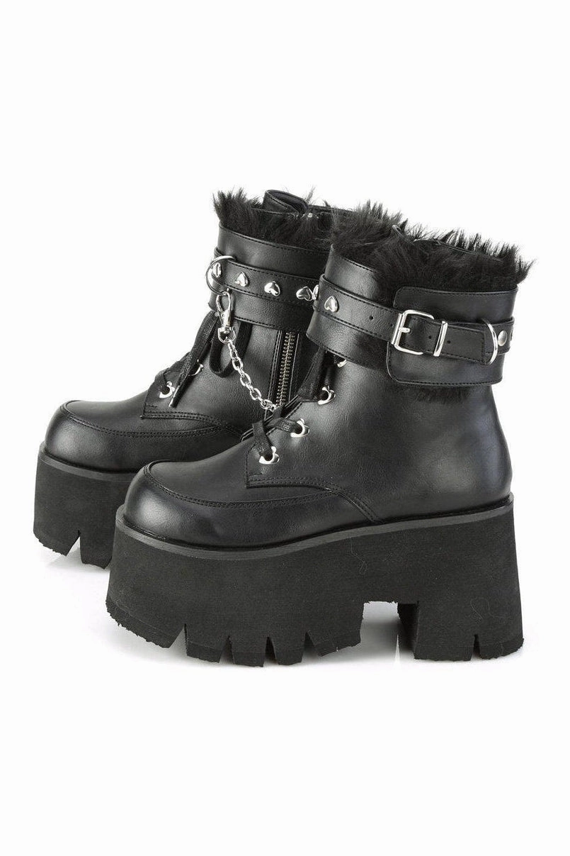 ASHES-57 Ankle Boot | Black Faux Leather