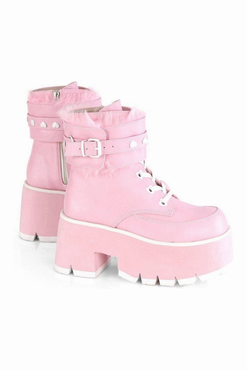 ASHES-57 Ankle Boot | Pink Faux Leather