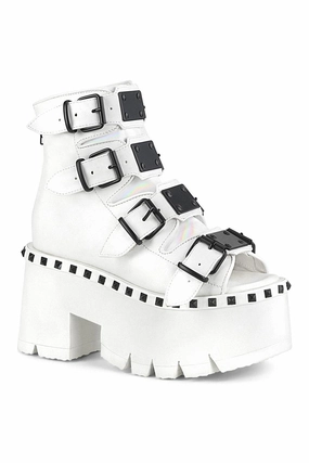 ASHES-70 Ankle Boot | White Faux Leather