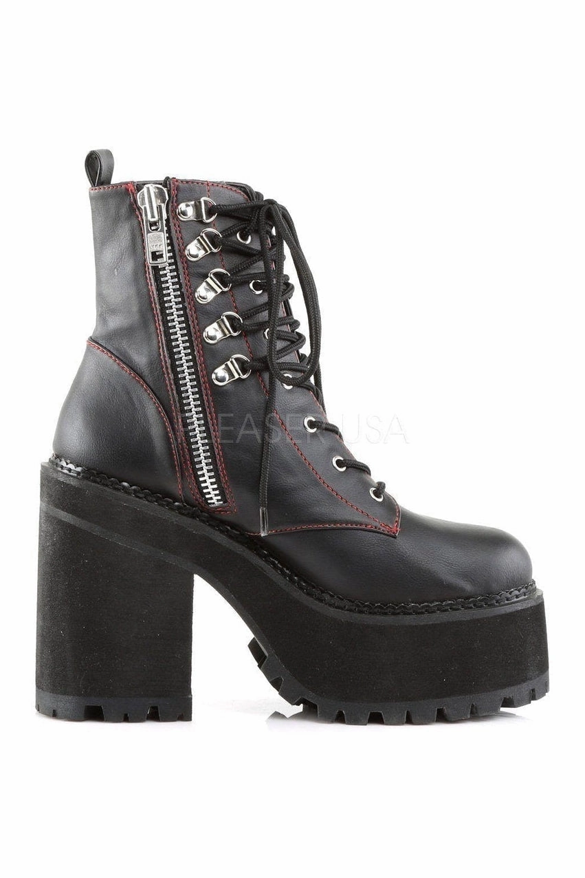 ASSAULT-100 Demonia Ankle Boot | Black Faux Leather