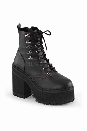 ASSAULT-100 Demonia Ankle Boot | Black Faux Leather