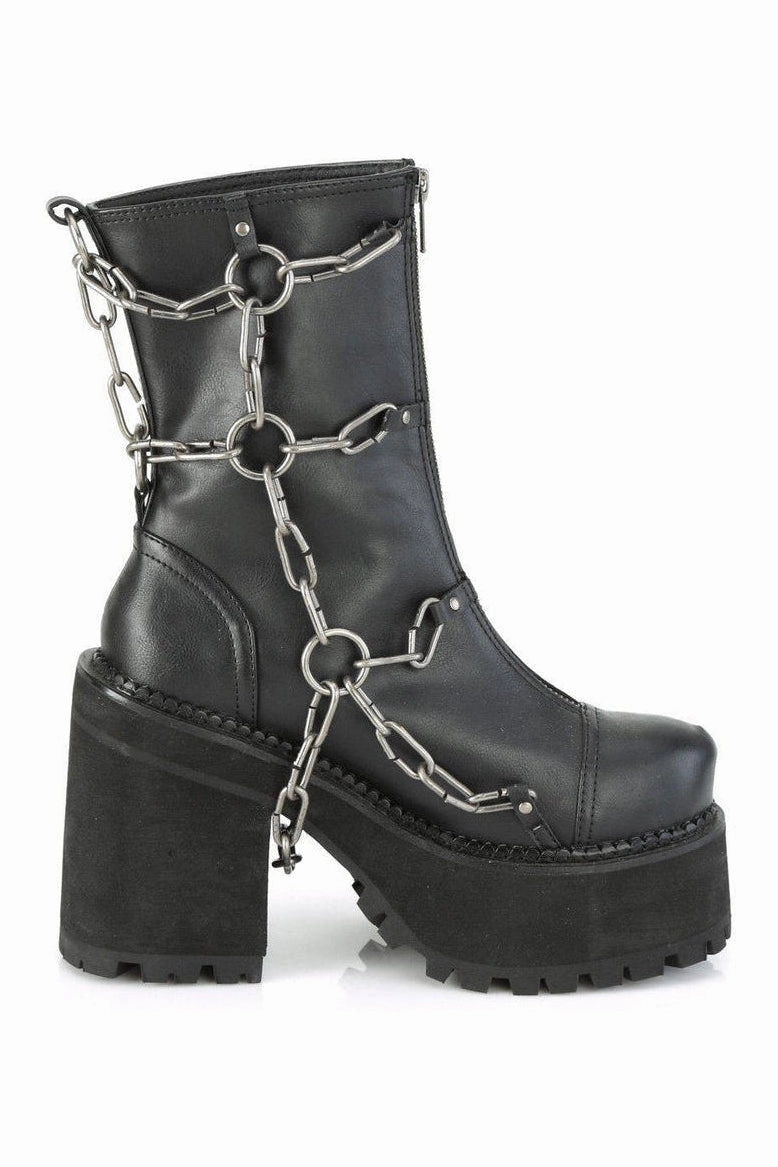 ASSAULT-66 Ankle Boot | Black Faux Leather
