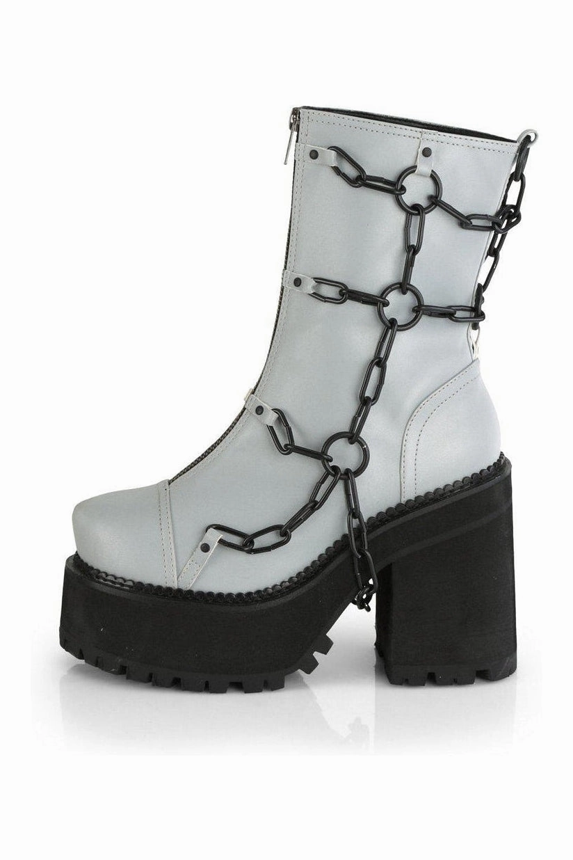 ASSAULT-66 Ankle Boot | Grey Faux Leather